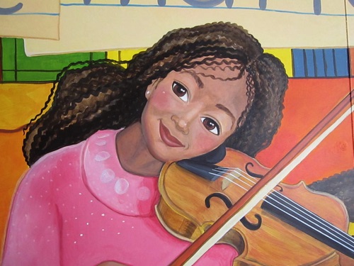 Detail from School
Community Mural at Gwyn-Nor Elementary
Acrylic 10'x25'